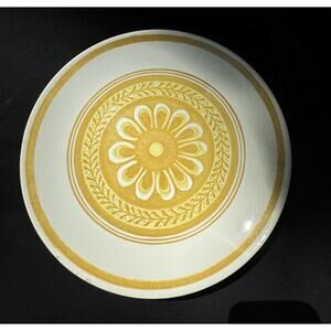 Vintage 1970’s Mid Century Modern Mustard Yellow Stoneware Plate Retro A52
